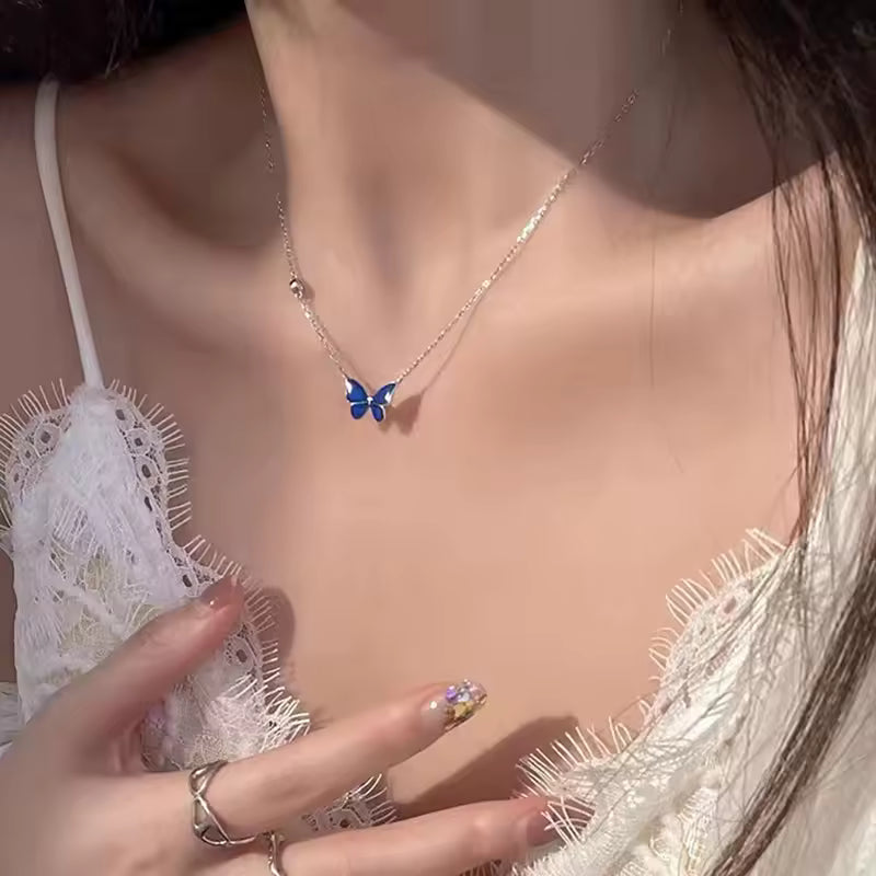 Butterfly Pendant Mood Necklace – Stainless Steel Chain