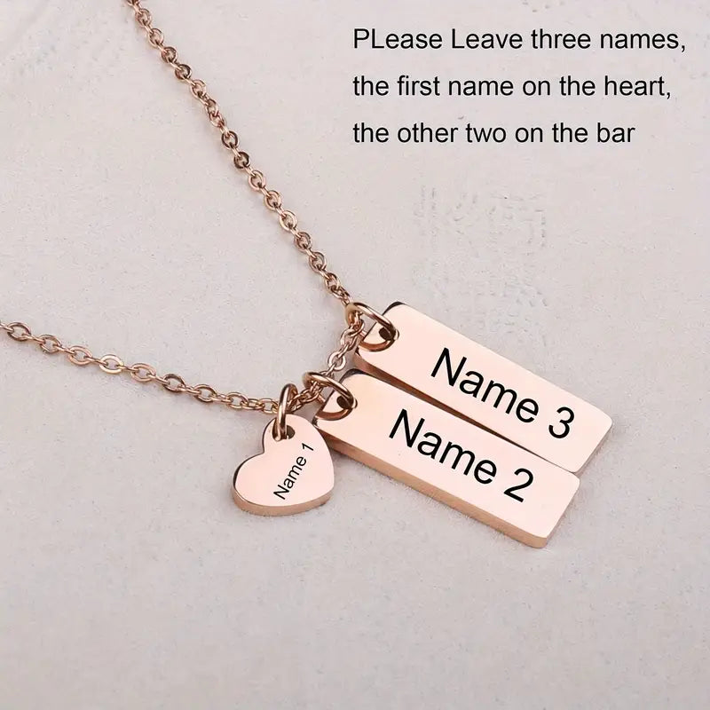 Personalized 3-Name Necklace – Custom Engraved Gift for Mom or Women