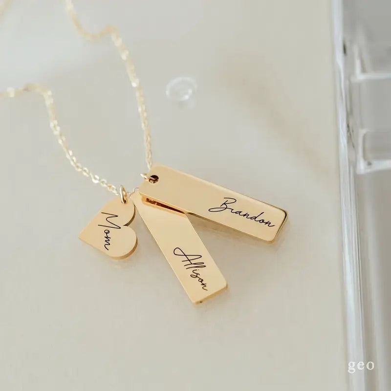 Personalized 3-Name Necklace – Custom Engraved Gift for Mom or Women
