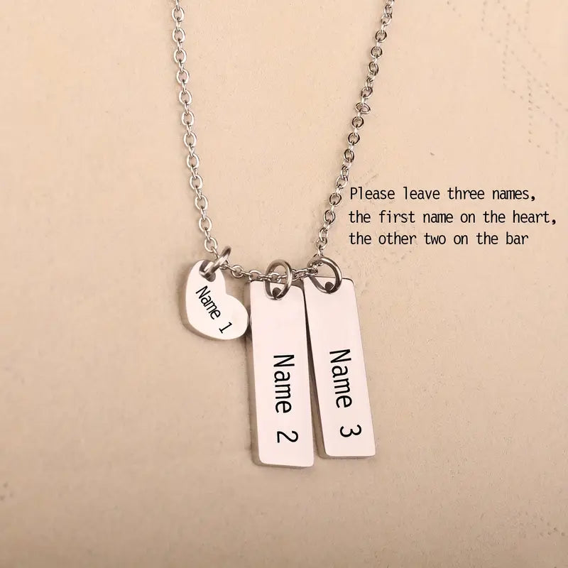 Personalized 3-Name Necklace – Custom Engraved Gift for Mom or Women