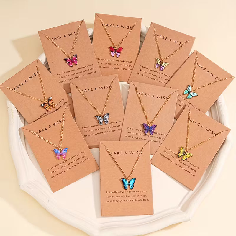 Butterfly Pendant Necklace Set – Trendy Y2K Jewellery