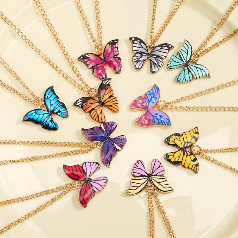 Butterfly Pendant Necklace Set – Trendy Y2K Jewellery