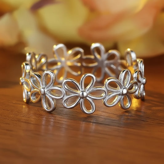 Elegant Sterling Silver Floral Ring
