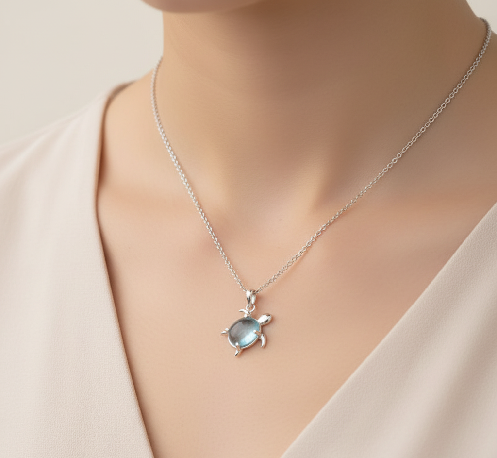 Blue Turtle Pendant Necklace | Cute Fashion Jewellery Gift