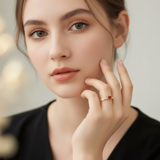 Sterling Silver Red Heart Engagement Ring