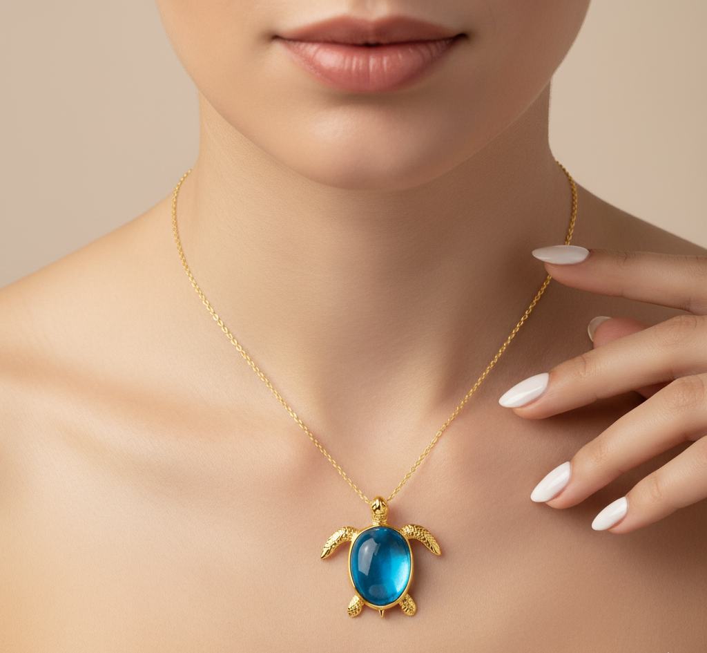 Blue Turtle Pendant Necklace | Cute Fashion Jewellery Gift