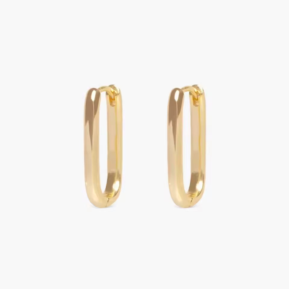 Minimalist Gold Square Hoop Earrings – Stainless Steel Huggie Set