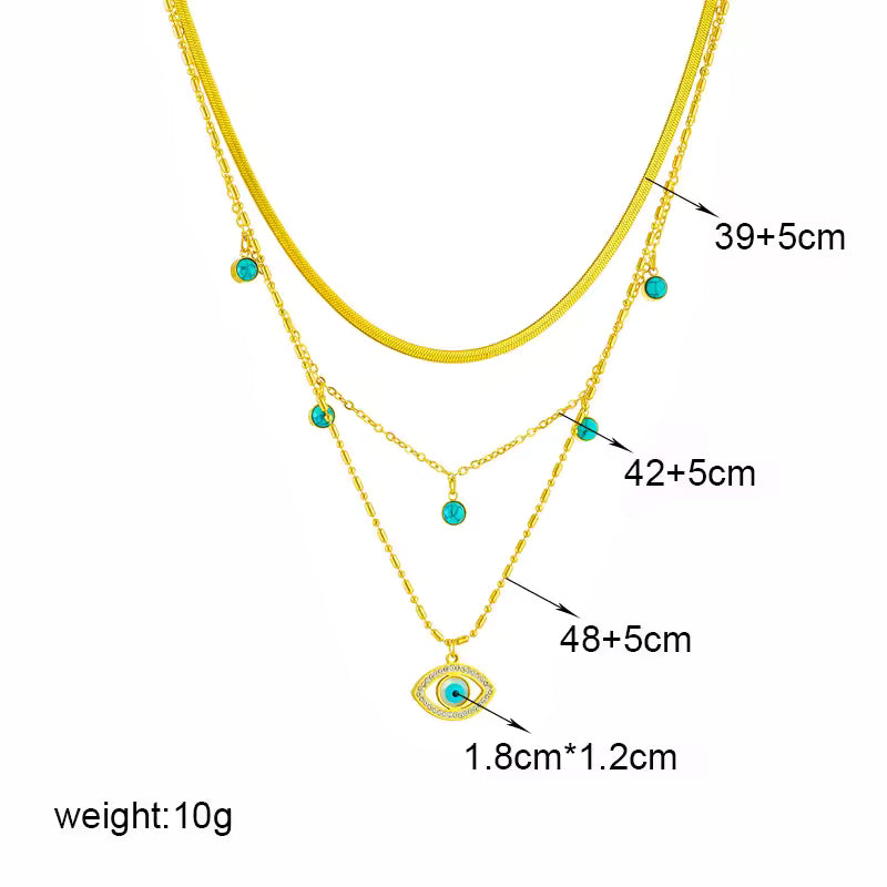 Stainless Steel Butterfly, Blue Eye & Moon Pendant Necklace – Women’s Choker