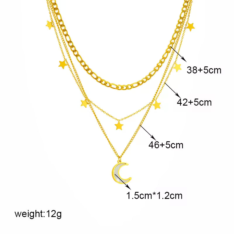 Stainless Steel Butterfly, Blue Eye & Moon Pendant Necklace – Women’s Choker