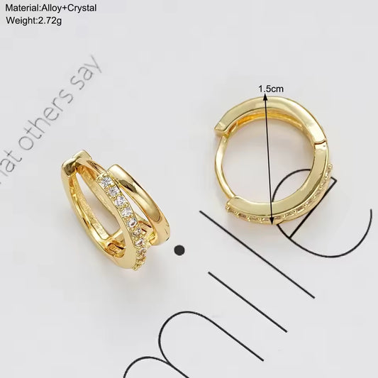 Gold Stainless Steel Hoop Earrings with Cubic Zirconia – Women’s Jewelry
