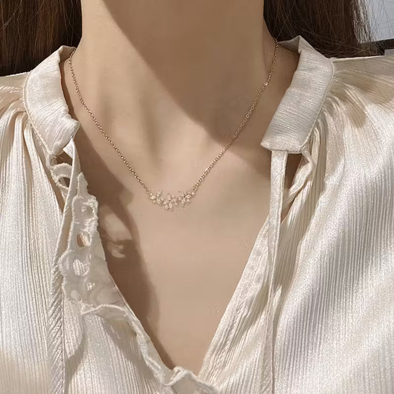 Luxury Flower Petal Zirconia Necklace