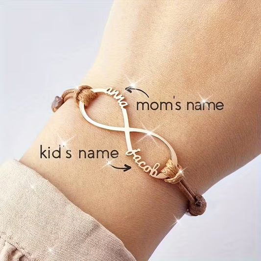 Personalized Stainless Steel Bracelet – Adjustable, Mom’s Infinite Love
