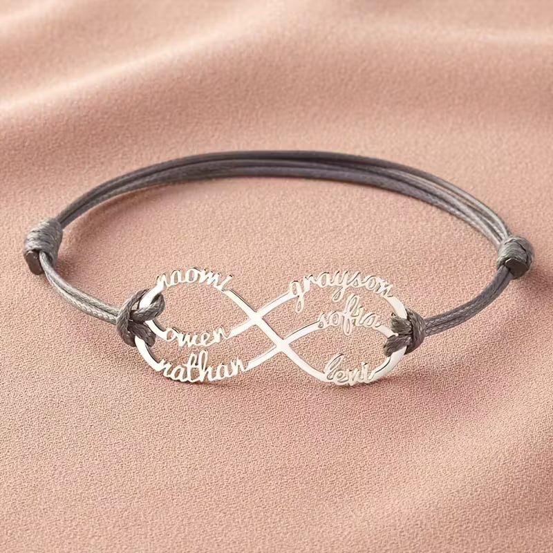 Personalized Stainless Steel Bracelet – Adjustable, Mom’s Infinite Love