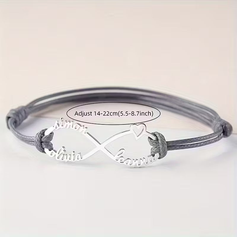 Personalized Stainless Steel Bracelet – Adjustable, Mom’s Infinite Love