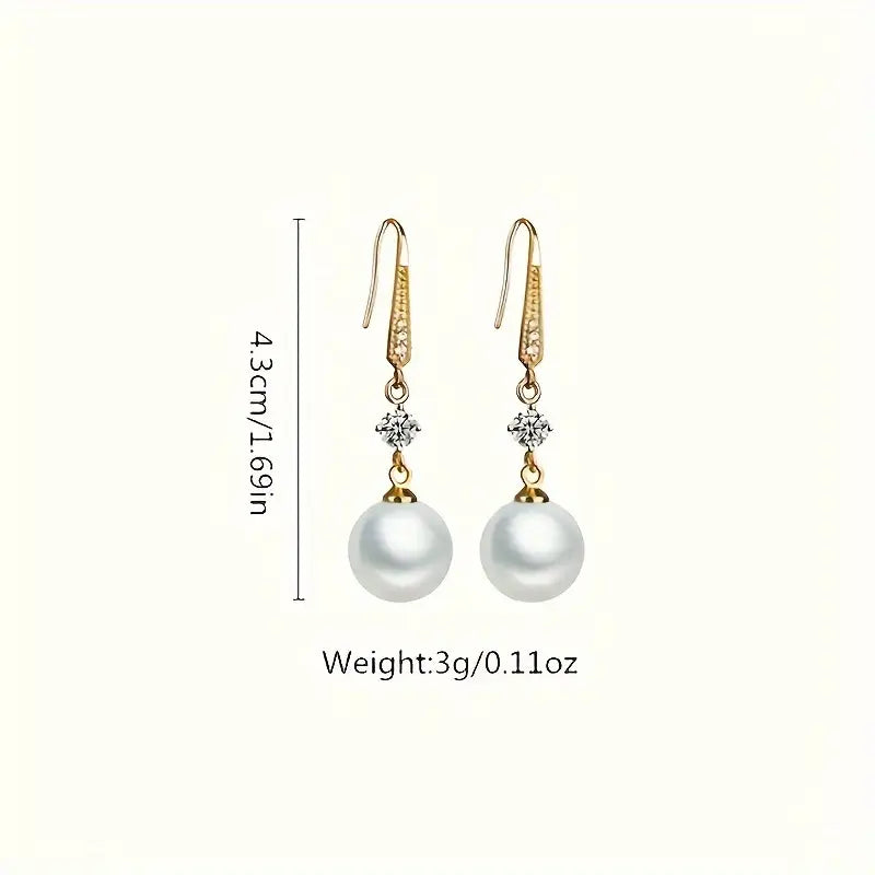 Elegant Zirconia & Pearl Drop Earrings | Chic Dangle Jewellery for Women