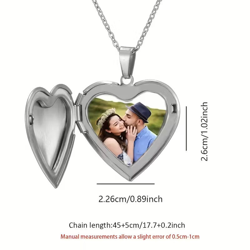 Personalized Heart Pendant Necklace – Custom Photo & Engraved Jewelry