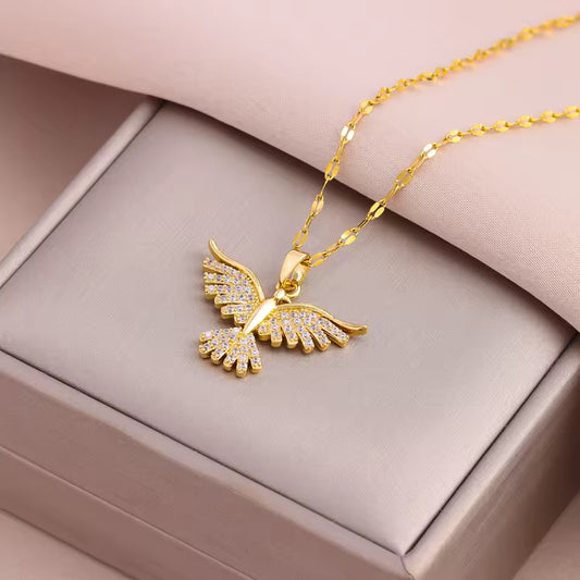 Gold Plated Phoenix Pendant Necklace – Vintage Retro Style