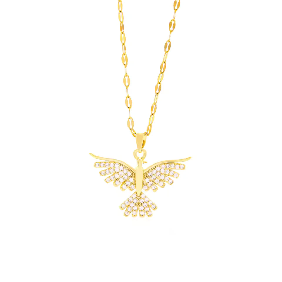 Gold Plated Phoenix Pendant Necklace – Vintage Retro Style