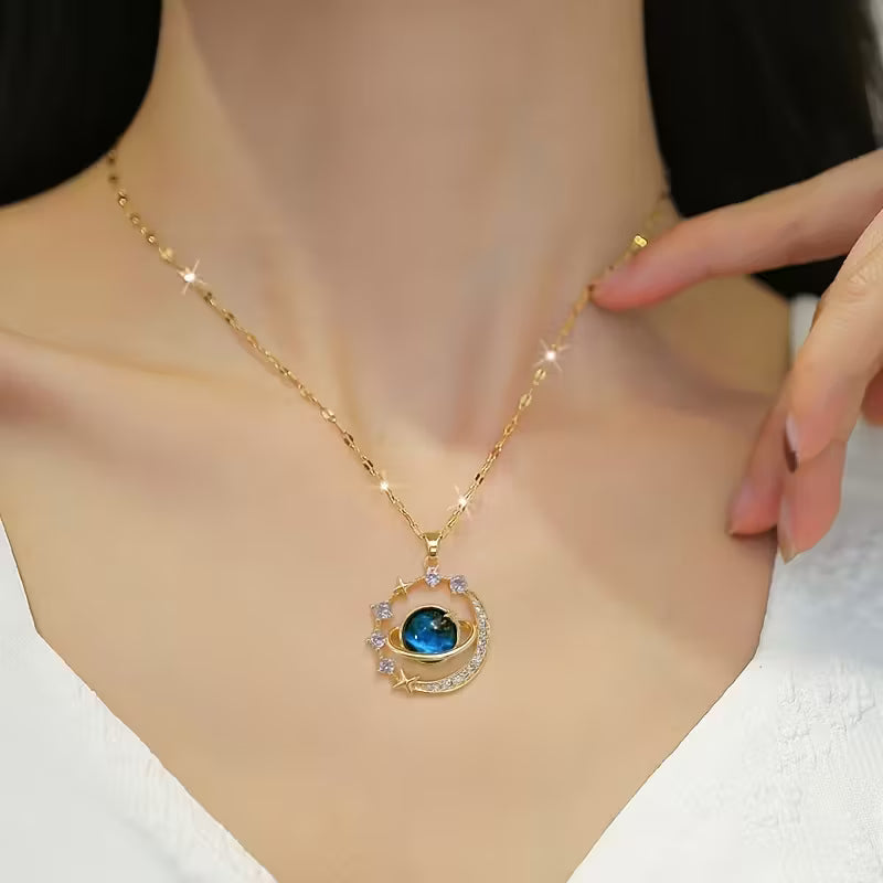 Starry Sky Necklace – Elegant Blue Gem Jewellery