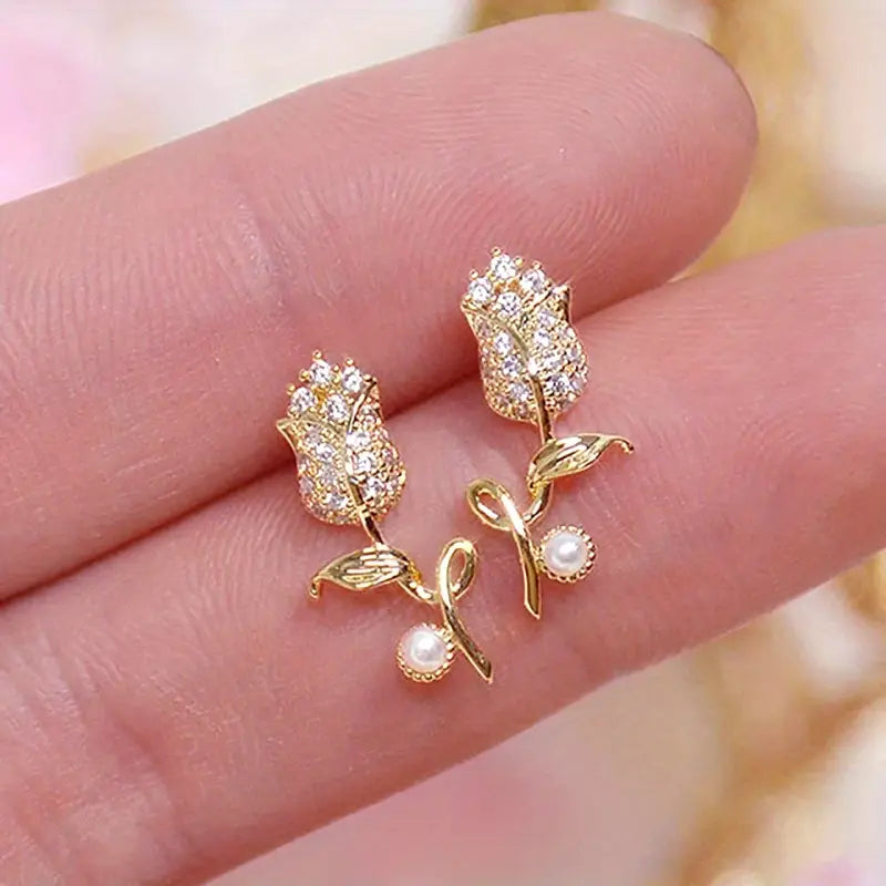 Elegant Tulip Earrings for Women – Simple Floral Jewellery Gift