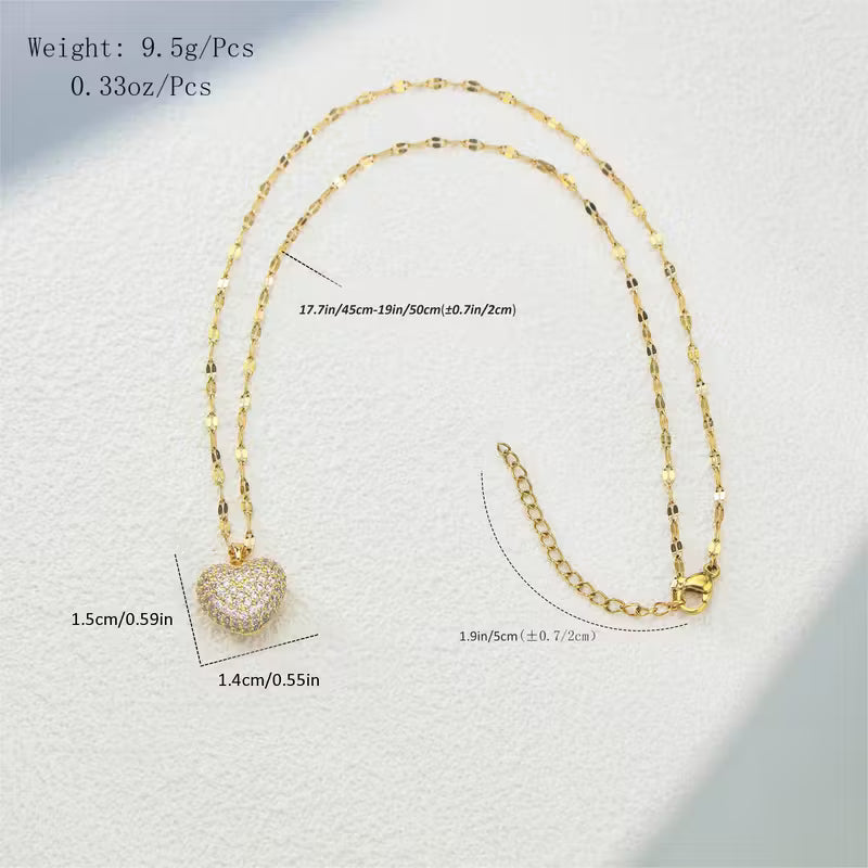 Zircon Heart Pendant – Fashion Necklace for Women