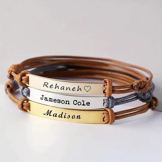 Custom Engraved Leather Bracelet – Unique Statement Jewellery for His/her