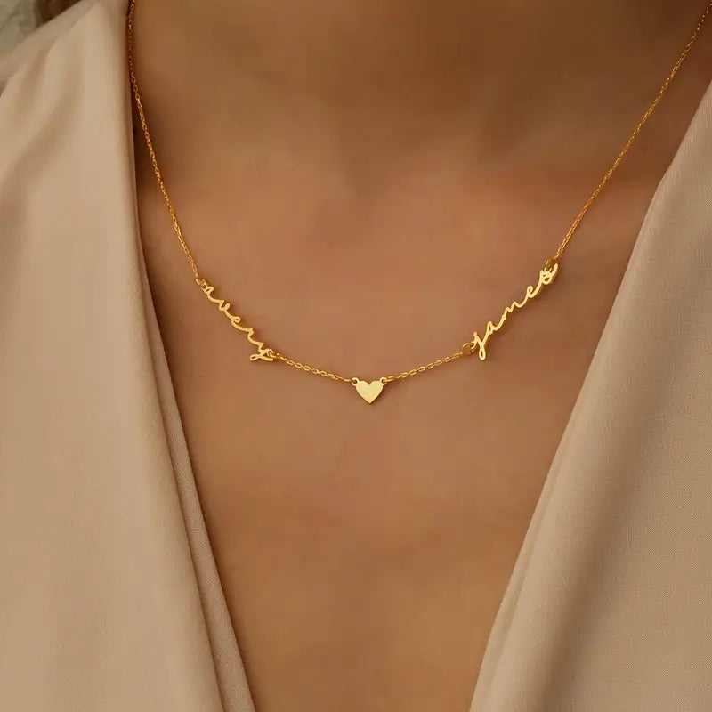 Engraved 2-Name Heart Necklace – Custom Jewellery Gift