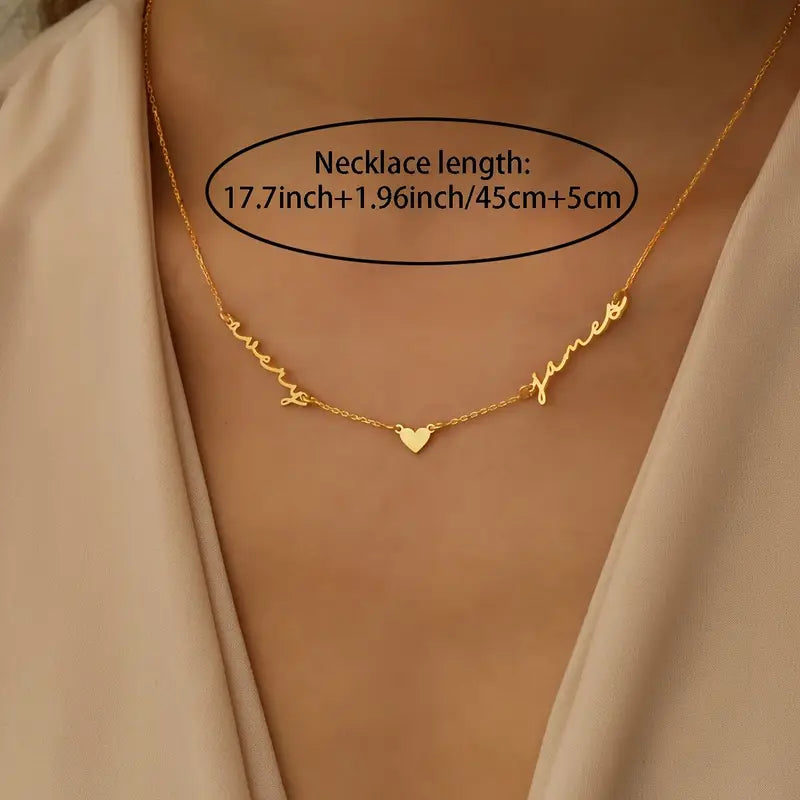Engraved 2-Name Heart Necklace – Custom Jewellery Gift
