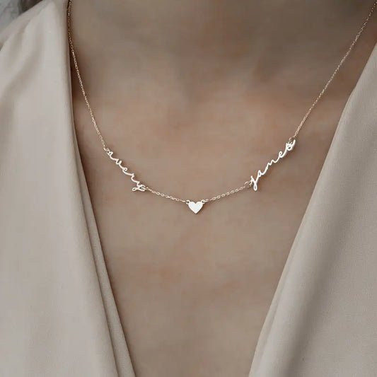 Engraved 2-Name Heart Necklace – Custom Jewellery Gift