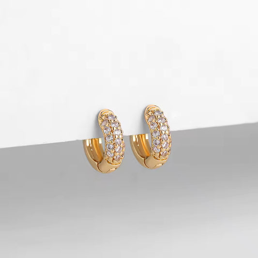 Minimalist Gold Huggie Earrings with CZ Zircon