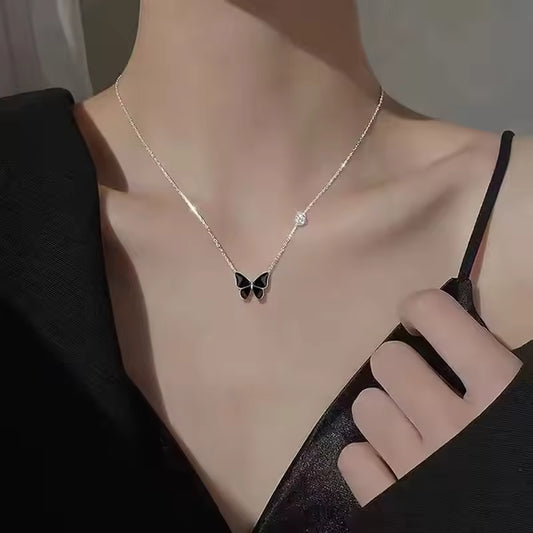 Butterfly Pendant Mood Necklace – Stainless Steel Chain