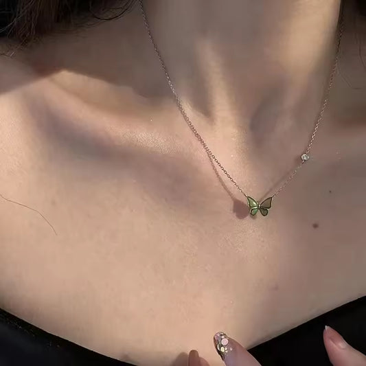 Butterfly Pendant Mood Necklace – Stainless Steel Chain
