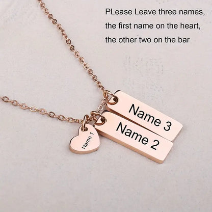 Personalized 3-Name Necklace – Custom Engraved Gift for Mom or Women