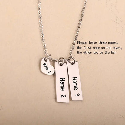 Personalized 3-Name Necklace – Custom Engraved Gift for Mom or Women