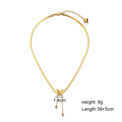 Gold Butterfly Layered Necklace – Stainless Steel Choker