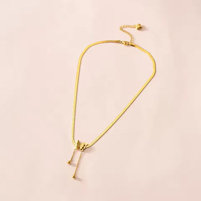 Gold Butterfly Layered Necklace – Stainless Steel Choker