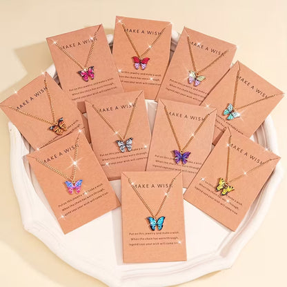 Butterfly Pendant Necklace Set – Trendy Y2K Jewellery