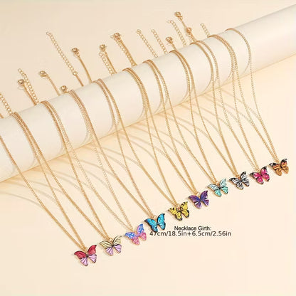 Butterfly Pendant Necklace Set – Trendy Y2K Jewellery