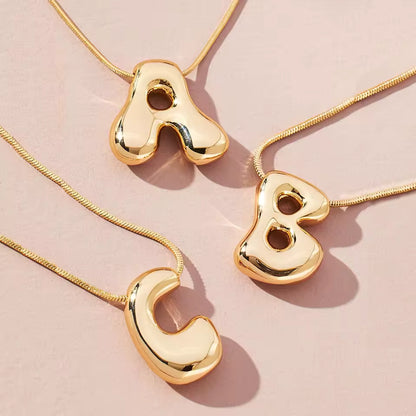 Bubble Letter Pendant Necklace | Trendy Gold Initial Jewelry for Women