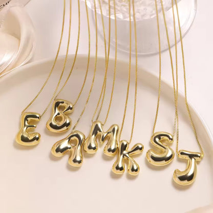 Bubble Letter Pendant Necklace | Trendy Gold Initial Jewelry for Women