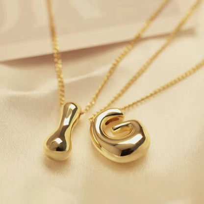 Bubble Letter Pendant Necklace | Trendy Gold Initial Jewelry for Women