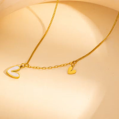Double Heart Pendant Necklace – Elegant Golden Stainless Steel