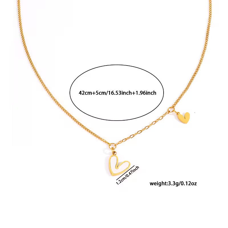 Double Heart Pendant Necklace – Elegant Golden Stainless Steel