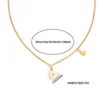 Double Heart Pendant Necklace – Elegant Golden Stainless Steel