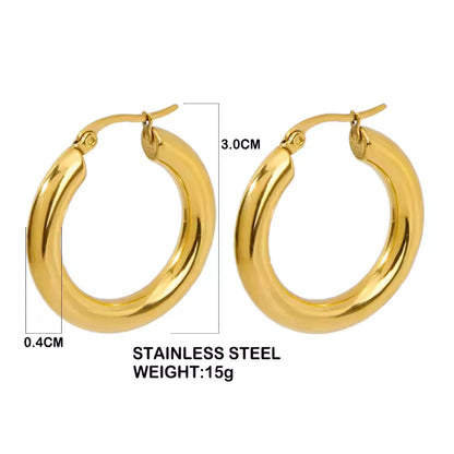 Vintage Thick Stainless Steel Hoop Earrings