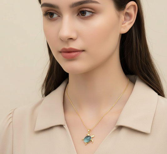 Blue Turtle Pendant Necklace | Cute Fashion Jewellery Gift