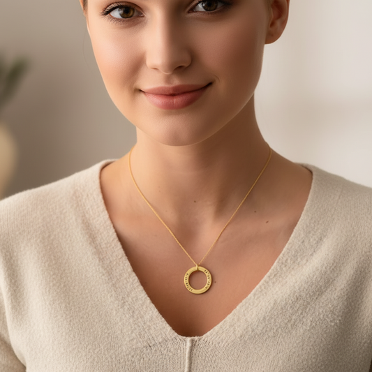 Personalized Halo Necklace – Engraved Y2K Jewellery Gift