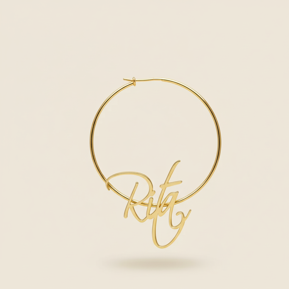 Custom Name Hoop Earrings – Simple & Delicate Designed Jewellery