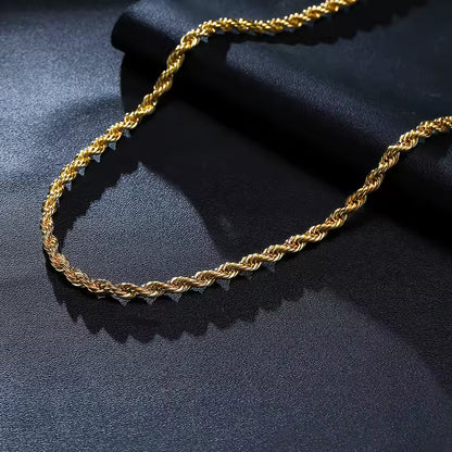 Gold Rope Chain for Men & Women | Chic Twisted Stainless Steel Necklace