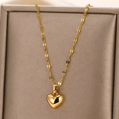 Stainless Steel Heart Pendant Necklace for Women – Trendy 2025 Design